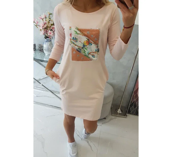 Šaty s 3D grafikou model 18744004 powder pink - K-Fashion