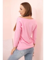 Dámská halenka s lodičkovým výstřihem světle růžová