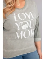 Blúzka nadmernej veľkosti s Love You More khaki