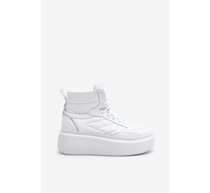 model 21647188 Dámské Kožené Sportovní Boty Na Platformě Bílé - Zazoo model 21647188 Dámské Kožené Sportovní Boty Na Platformě Bílé - Zazoo