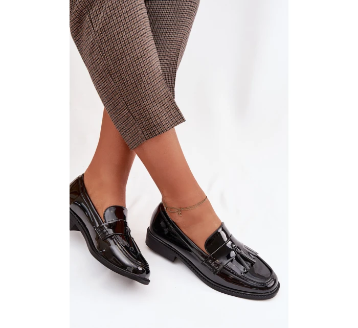 Lakované dámské mokasiny s třásněmi Černé Galera Lakované dámské mokasiny s třásněmi Černé Galera