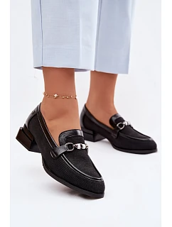 Dámské polobotky na podpatku s ozdobným detailem Černé model 22100769 - Boto