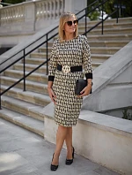 Denné šaty M376 béžovo-čierne - La Aurora