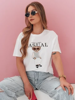 Dámske tričko s medvedíkom MISTREET biele Dstreet RY2874