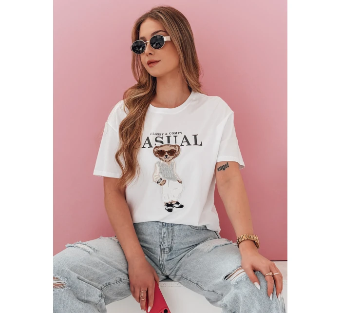 Dámské tričko s medvídkem bílé model 21988869 - Dstreet