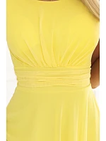 676-3 Svadobné šaty s tylovou vrstvou a zvýrazneným pásom - citrónové limoncello