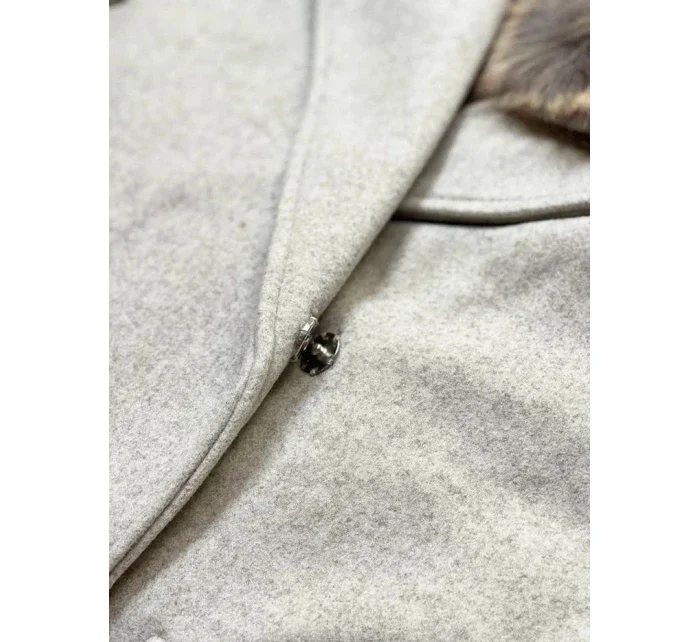 Svetlosivý dámsky kabát s kožušinou (SASKIA)