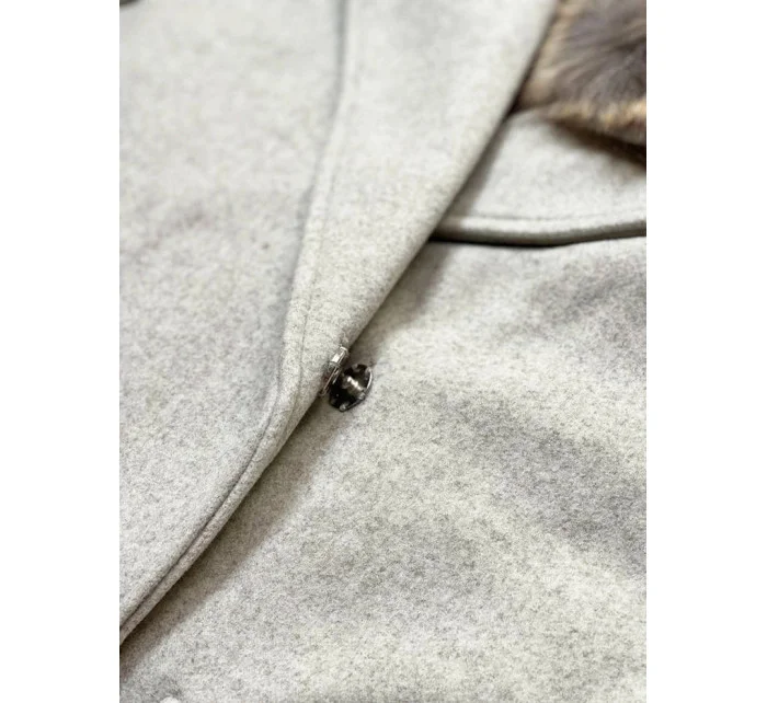 Svetlosivý dámsky kabát s kožušinou (SASKIA)