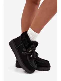 D.Franklin dámske snežnice z prírodného semišu - čierne