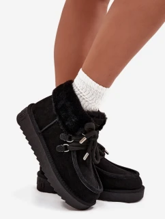 D.Franklin dámske snežnice z prírodného semišu - čierne