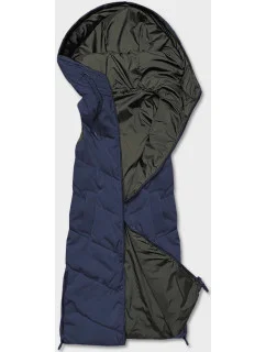 Tmavo modro-khaki dlhá dámska obojstranná vesta (B8137-3)