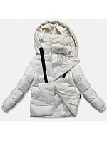 Hrubší dámská zimní bunda v barvě ecru ze materiálu model 21248436 - J.STYLE Hrubší dámská zimní bunda v barvě ecru ze materiálu model 21248436 - J.STYLE