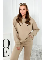 Bavlněná souprava s vyšívaným nápisem Paradise světle béžová Bavlněná souprava s vyšívaným nápisem Paradise světle béžová