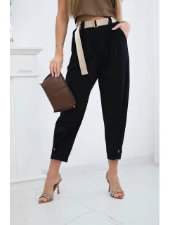 Letné nohavice Punto so zapínaním na nohaviciach čierne