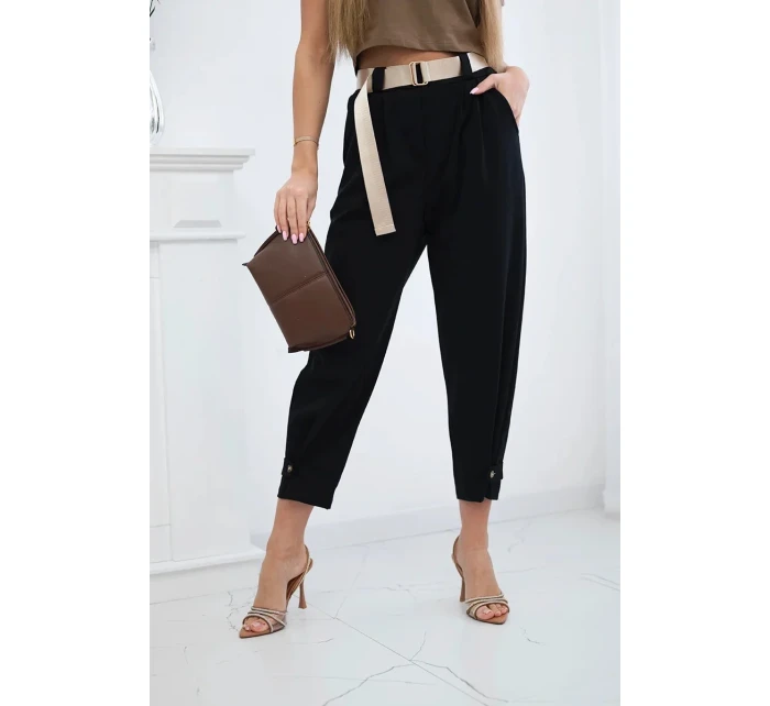 Letné nohavice Punto so zapínaním na nohaviciach čierne