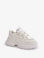 Sneakersy Damskie Na Masywnej Podeszwie Białe Nevela