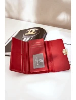 Eko Skórzany Gładki Portfel Damski Czerwony Erolia