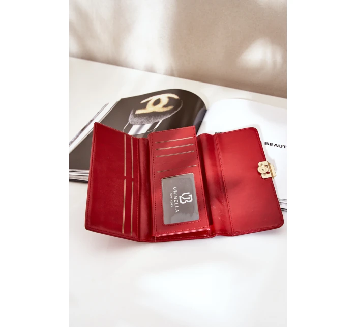 Eko Skórzany Gładki Portfel Damski Czerwony Erolia