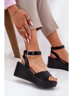 Sandały Damskie Na Koturnie Czarne Efrina