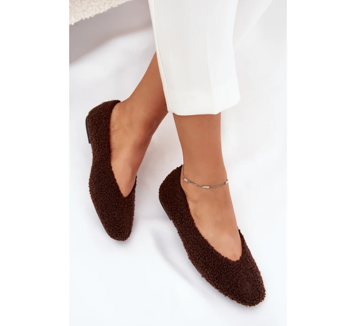 Baleriny Damskie Z Futerkiem Typu Baranek Czekoladowe Zimira Baleriny Damskie Z Futerkiem Typu Baranek Czekoladowe Zimira