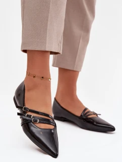 Lakované baleríny s pruhy Černé Palenna