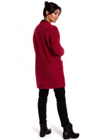 BK034 Chlpatý pletený sveter - malinový