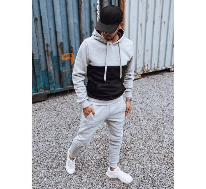 Pánska sivo-čierna tepláková súprava FashionStreet AX0777