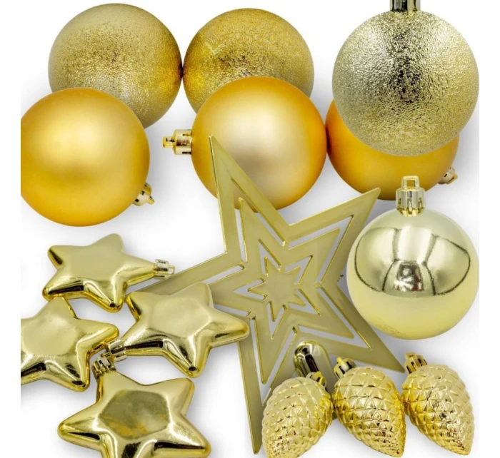 DEKORATÍVNE PLASTOVÉ OZDOBY BEZPEČNÉ 40KS ZLATÁ SĽUDA