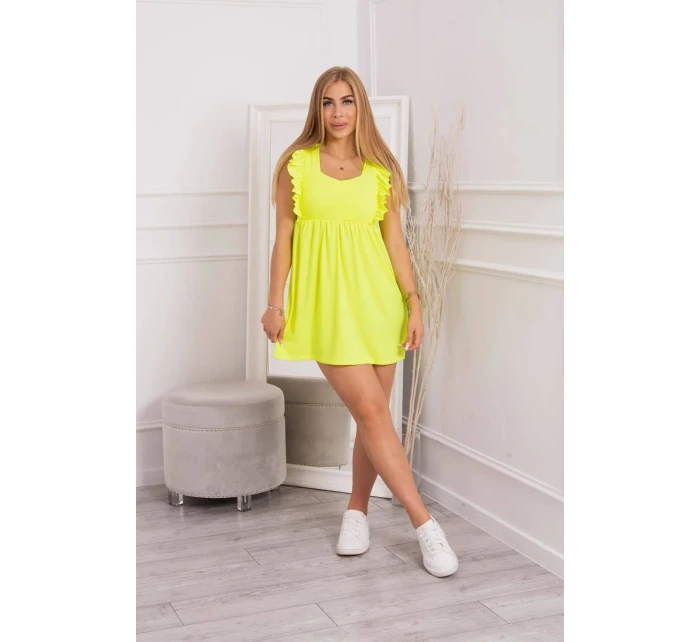 Šaty s volánikmi na bokoch žltej neónovej farby