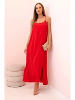 Dlouhá šaty na ramínka červená