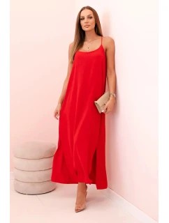 Dlouhá šaty na ramínka červená