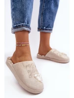 Lesklé dámské pantofle béžové model 21641378 - Boto