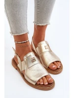 model 21650265 Dámské Kožené Sandály Zlaté - Zazoo