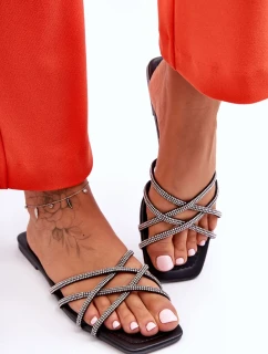 Dámské Šněrovací Sandály S Proužky A Džety Černé Leomi