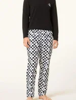 Pánske pyžamo NM2019E 6OE čierna / biela - Calvin Klein