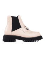 Exkluzívne dámske hnedé členkové topánky na plochom podpätku