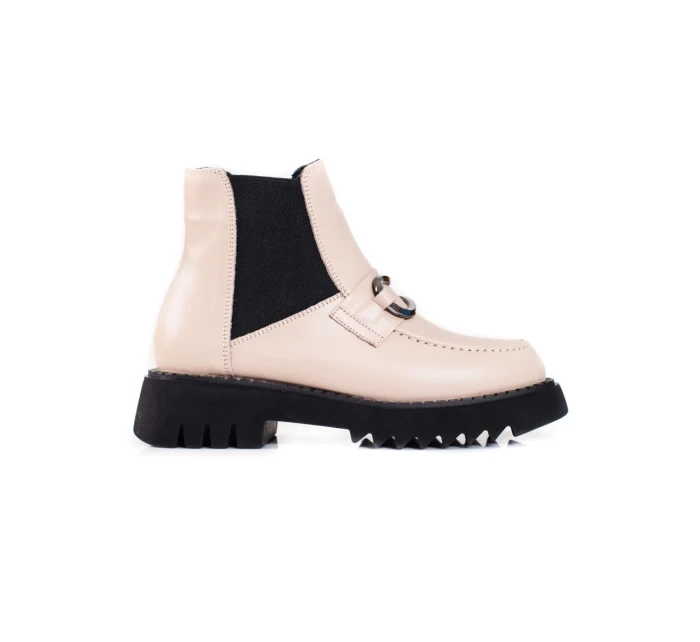 Exkluzívne dámske hnedé členkové topánky na plochom podpätku