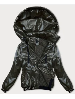 Krátka bunda v army farbe s ozdobnými sťahovacími lemami (16M9087-136)