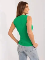 Zelený žebrovaný top s kulatým výstřihem model 20114386 - Factory Price