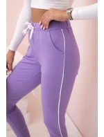 Dámské bavlněné cargo kalhoty s kapsami a řetízkem béžové