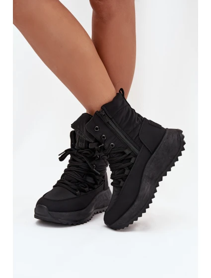 Dámské Sněhule Na Zip Big Star model 21706125 Černé - Big Star Shoes Dámské Sněhule Na Zip Big Star model 21706125 Černé - Big Star Shoes