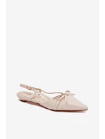 Dámské sandály z imitace kůže na nízkém podpatku světle béžové Jelmera