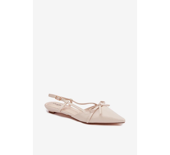 Dámské sandály z imitace kůže na nízkém podpatku světle béžové Jelmera