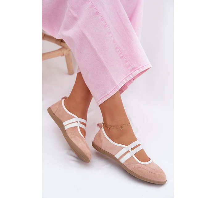Sportovní baleríny s pásky Růžové model 22107345 - Boto