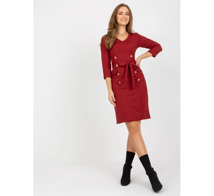 Sukienka LK SK model 21717599 ciemny czerwony - FPrice Sukienka LK SK model 21717599 ciemny czerwony - FPrice