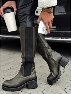 dámské dlouhé zelené kozačky Dstreet model 21981463 - FashionStreet