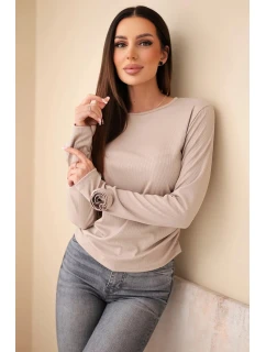 Dámska hodvábna blúzka s bočnými rozparkami tmavo béžová