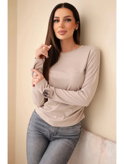 Dámska hodvábna blúzka s bočnými rozparkami tmavo béžová