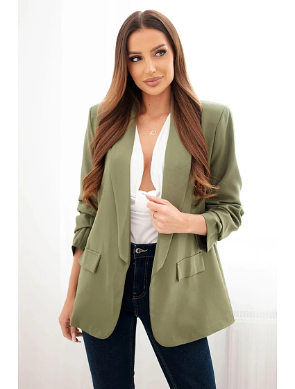Elegantní sako s klopami světle khaki