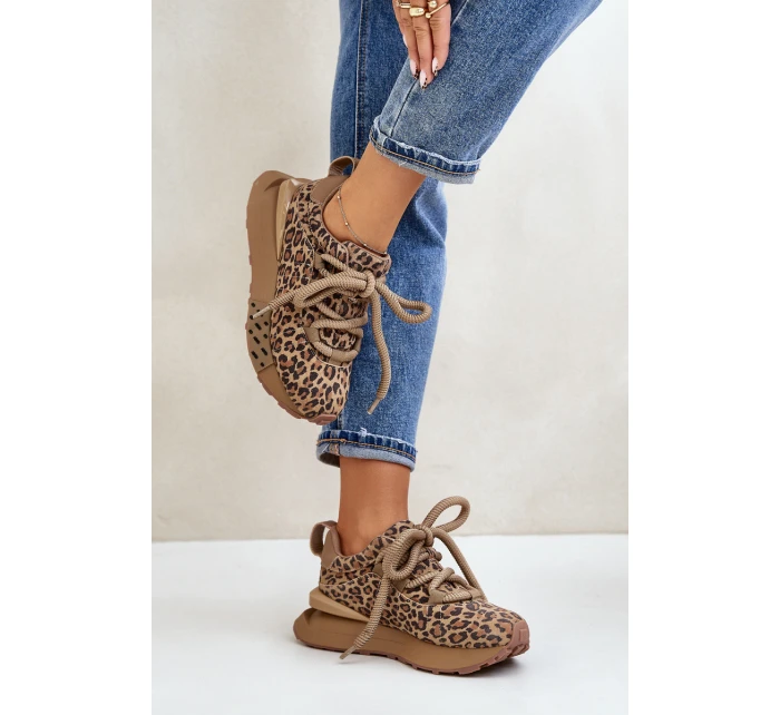 Zamszowe Sneakersy Damskie Na Platformie Z Grubym Sznurowaniem Panterka Artiker 55C0135 Brązowe Zamszowe Sneakersy Damskie Na Platformie Z Grubym Sznurowaniem Panterka Artiker 55C0135 Brązowe
